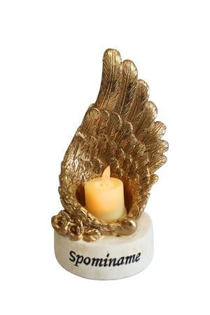 Zlaté andělské křídlo Spomíname LED 16cm