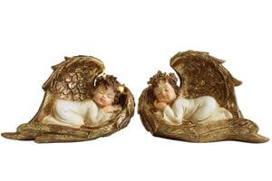 Krém-arany fekvő angyalok LED 2db