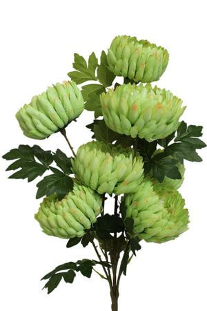Zöld mű csokor krizantémokkal 70cm