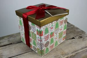 Arany-piros karácsonyi ajándékdoboz 12cm