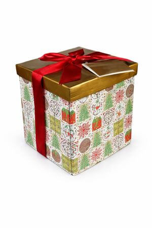 Zeleno červená vianočná darčeková krabica 12cm