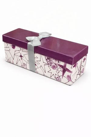 Fialová dárková krabice na víno 34cm