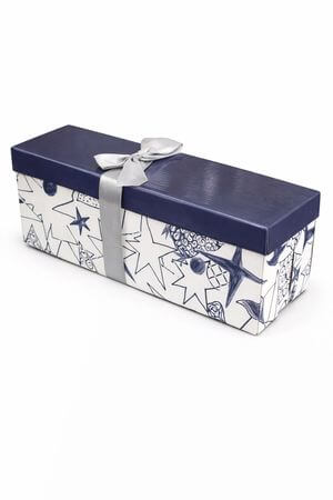 Modrá dárková krabice na víno 34cm