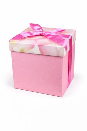 Růžová dárková krabice s lupínky 12cm