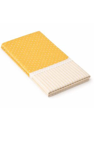 Žlto biely bodkovaný obrus 150x40cm