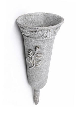 Šedá dekorační váza na hřbitov 35cm