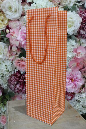 Oranžová károvaná darčeková taška 36cm