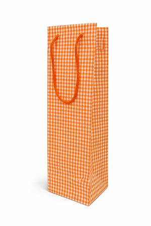 Oranžová károvaná dárková taška 36cm