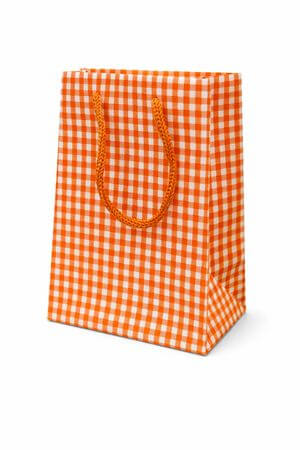 Oranžová károvaná darčeková taška 15cm