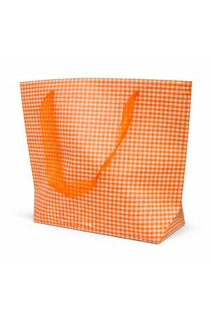 Narancssárga kockás ajándéktáska 31cm