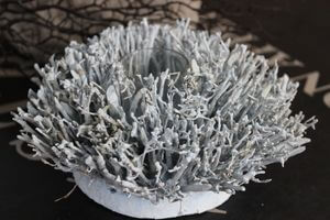 Modrý koralový svietnik s kahancom 20cm