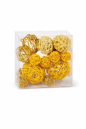 Oranžové tmavéa svetlé prútené dekoračné gule 15ks