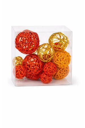 Oranžové prútené dekoračné gule 15 ks