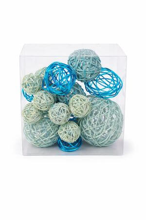 Modré proutěné dekorační koule 15 ks