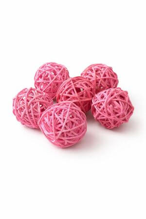 Růžové ratanové kuličky 5cm 6ks