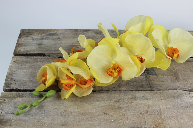 Žltá umelá orchidea na stonke 80cm II.trieda