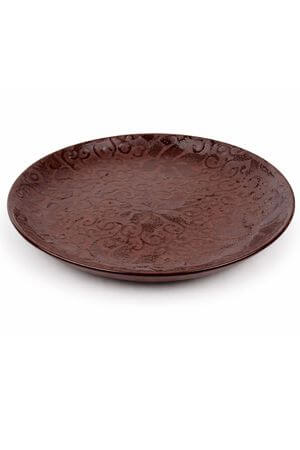 Hnedá okrúhla vzorovaná miska na ovocie 34 cm