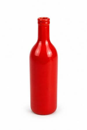 Piros borosüveg alakú kerámia váza 21cm 