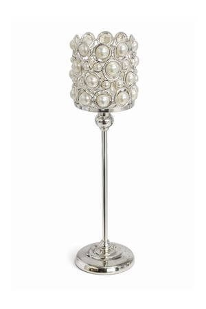 Strieborný luxusný svietnik s perlami 40cm