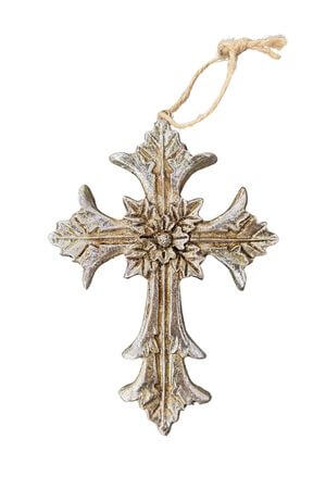 Antik ezüst karácsonyfadísz kereszt