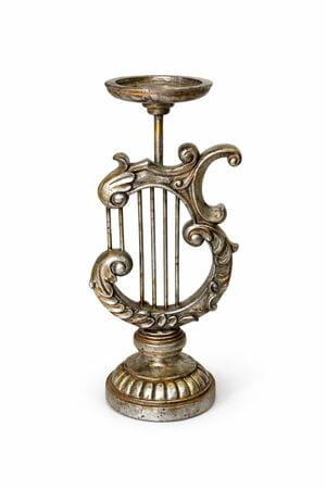 Antik ezüst líra alakú gyertyatartó 