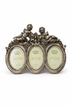 Starostříbrný trojitý fotorámeček s patinou
