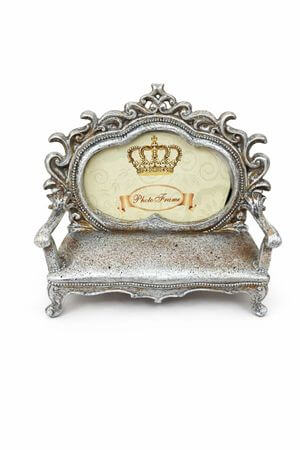 Antik ezüst fotel alakú képkeret 