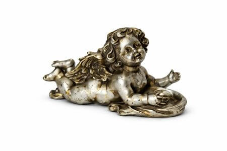 Antik ezüst angyal alakú mécsestartó 