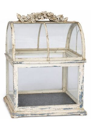 Krémovo zlatý rusty svietnik v tvare skleníka 69cm