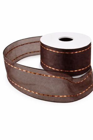 Barna átlátszó szalag réz színű mintával 4cm 