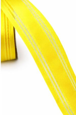 Sárga szatén szalag csíkokkal 4 cm x 10 m