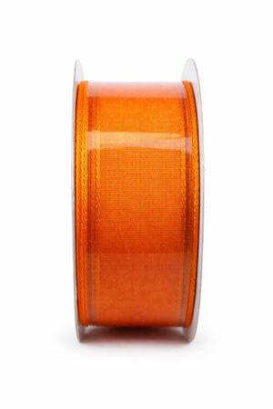 Oranžová saténová stuha s pásky 4 cm x 10 m