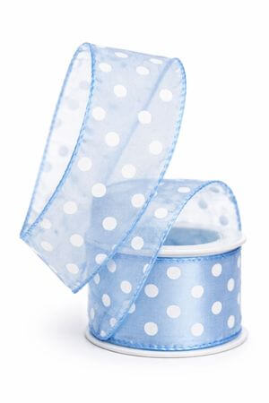 Modrá světla stuha s bílými tečkami 4 cm x 10 m