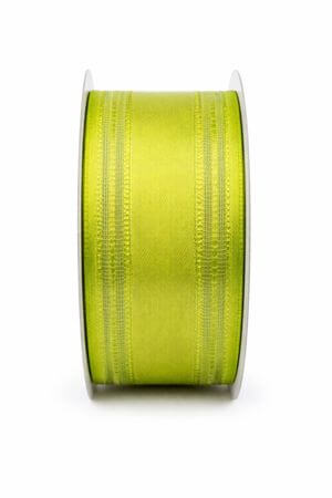 Žluto zelená saténová stuha s pásky 4 cm x 10 m