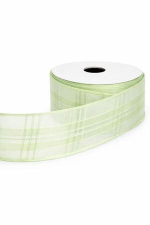 Krém-zöld színű átlátszó szalag mintákkal 4cm 