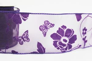 Sötétlila átlátszó szalag mintával 6cm 