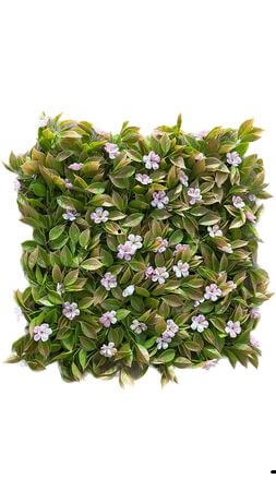 Zelená stěna z listů a růžových begonií 50x50cm