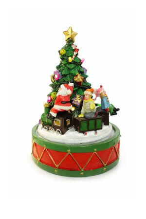 Svítící hrací pohyblivý stromeček a Mikuláš 16cm