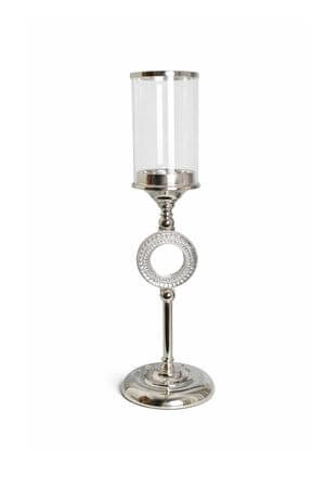 Strieborný krištáľový svietnik so sklom  52cm