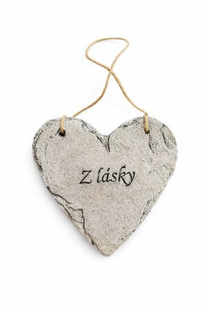 Sivé srdce ploché s nápisom 15cm