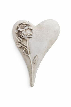 Sivé srdce s ružou 15cm