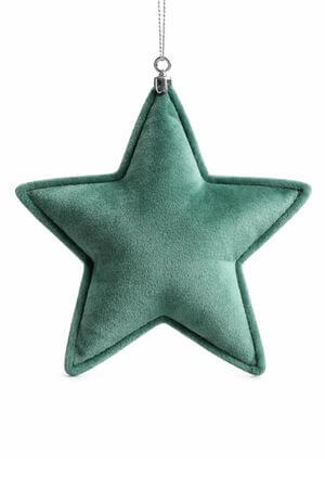 Modro zelená tiffany závesná zamatová hviezda 15cm