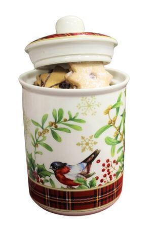 Bielo červená károvaná vianočná dóza objem 800ml