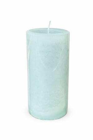 Modrá mamorová tiffany sviečka valec 15x7cm