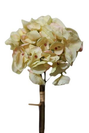 Bledě žlutá umělá kytička z hortenzií 34cm