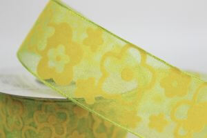 Žlutá vzorkovaná průhledná stuha 4 cm x 10 m