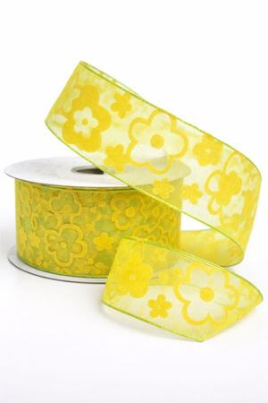 Sárgászöld átlátszó szalag mintával 3,5cm 