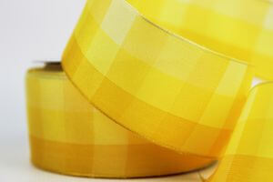 Sárga kockás háromárnyalatú szatén szalag 3,5cm 