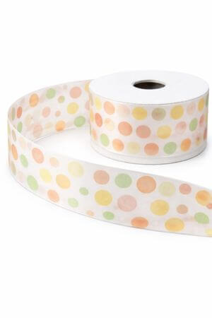 Fehér átlátszó szalag színes pöttyökkel 3,5cm 