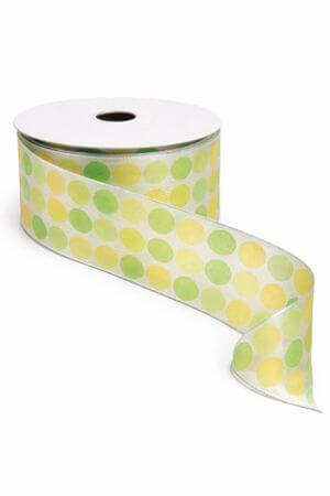 Fehér szalag sárga-zöld pöttyökkel 3,5 cm x 10 m